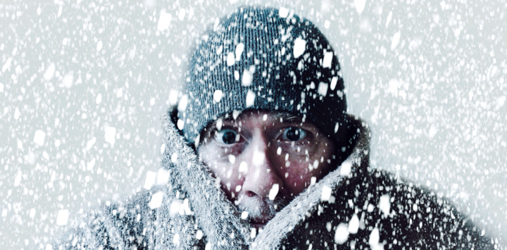 Man covered in Snow